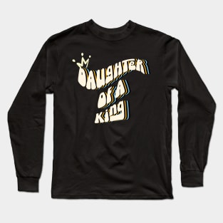 Daughter of a King, Christian women, wavy text design Long Sleeve T-Shirt